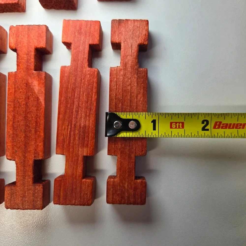 Vintage Wooden Red Building Logs Replacement Pieces Set of 9 Interlocking Toy